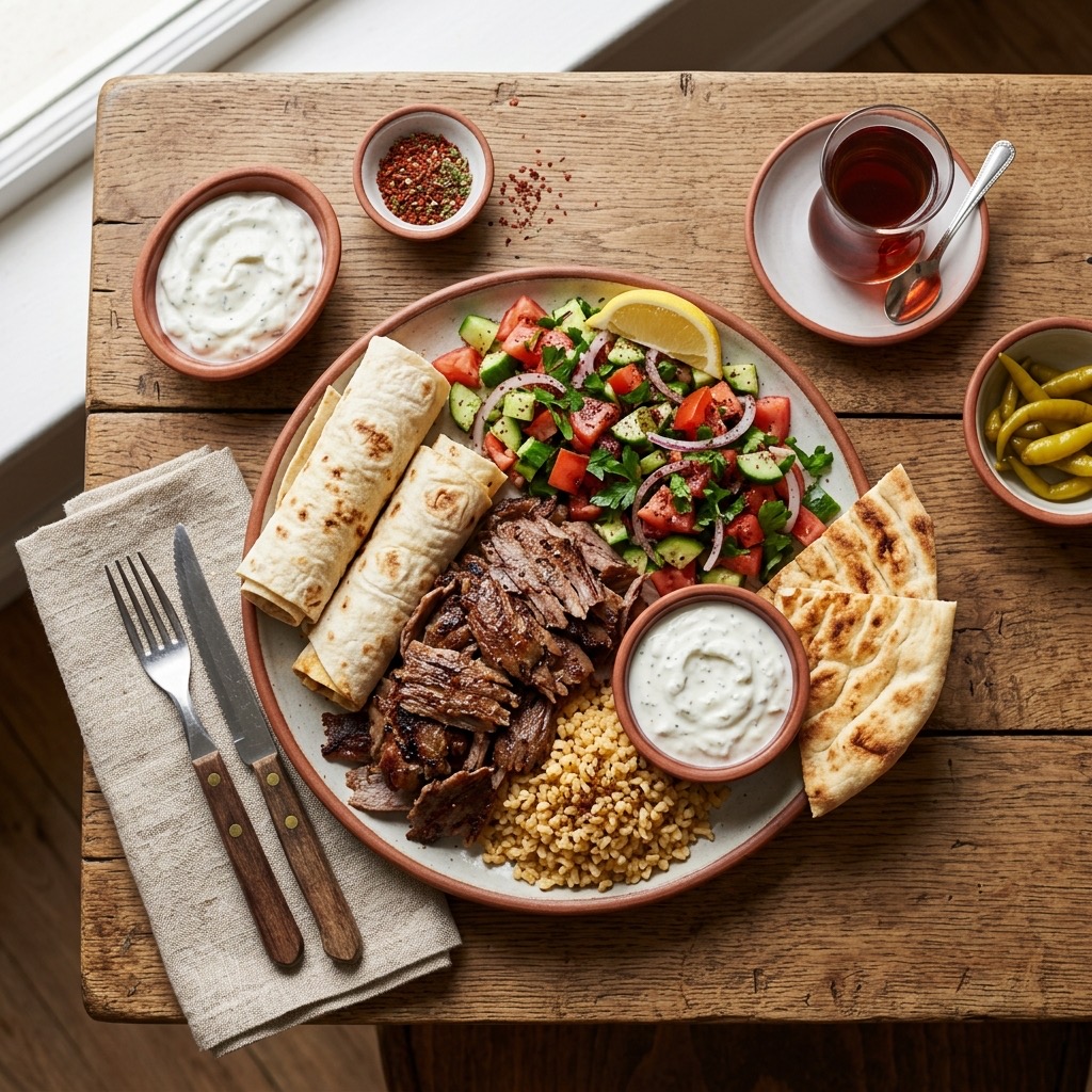 Ankara'da Geniş Bahçeli ve Çocuk Oyun Alanlı Bir Restoran Sofrası