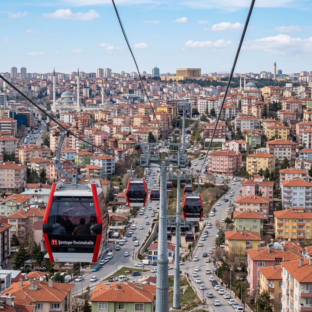 Ankara Şentepe Teleferik Hattı Üzerinden Şehir Üstü Kamera Kaydı