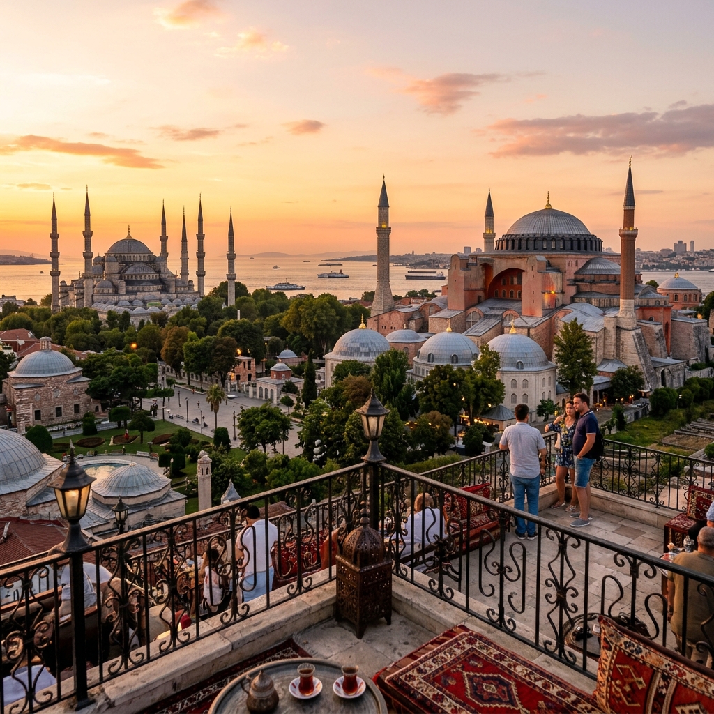 İstanbul Galata Kulesi’nden Tarihi Yarımada’ya Doğru Batan Güneş ve Şehrin 2 Günlük Yoğun Enerjisini Yansıtan Görünüm